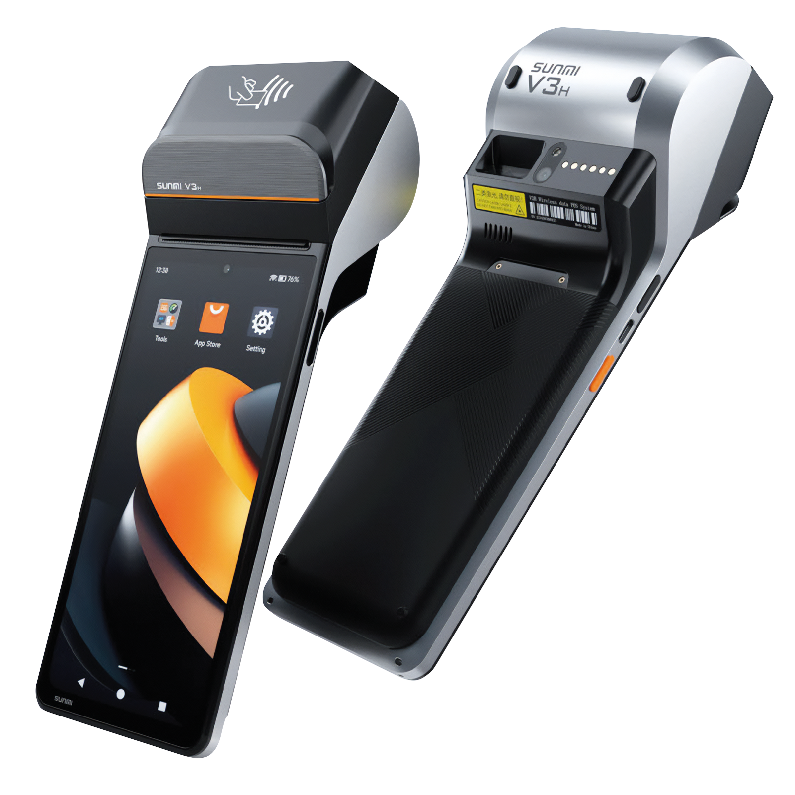 Two electronic devices, likely scanners or readers, with visible branding on a white background.
